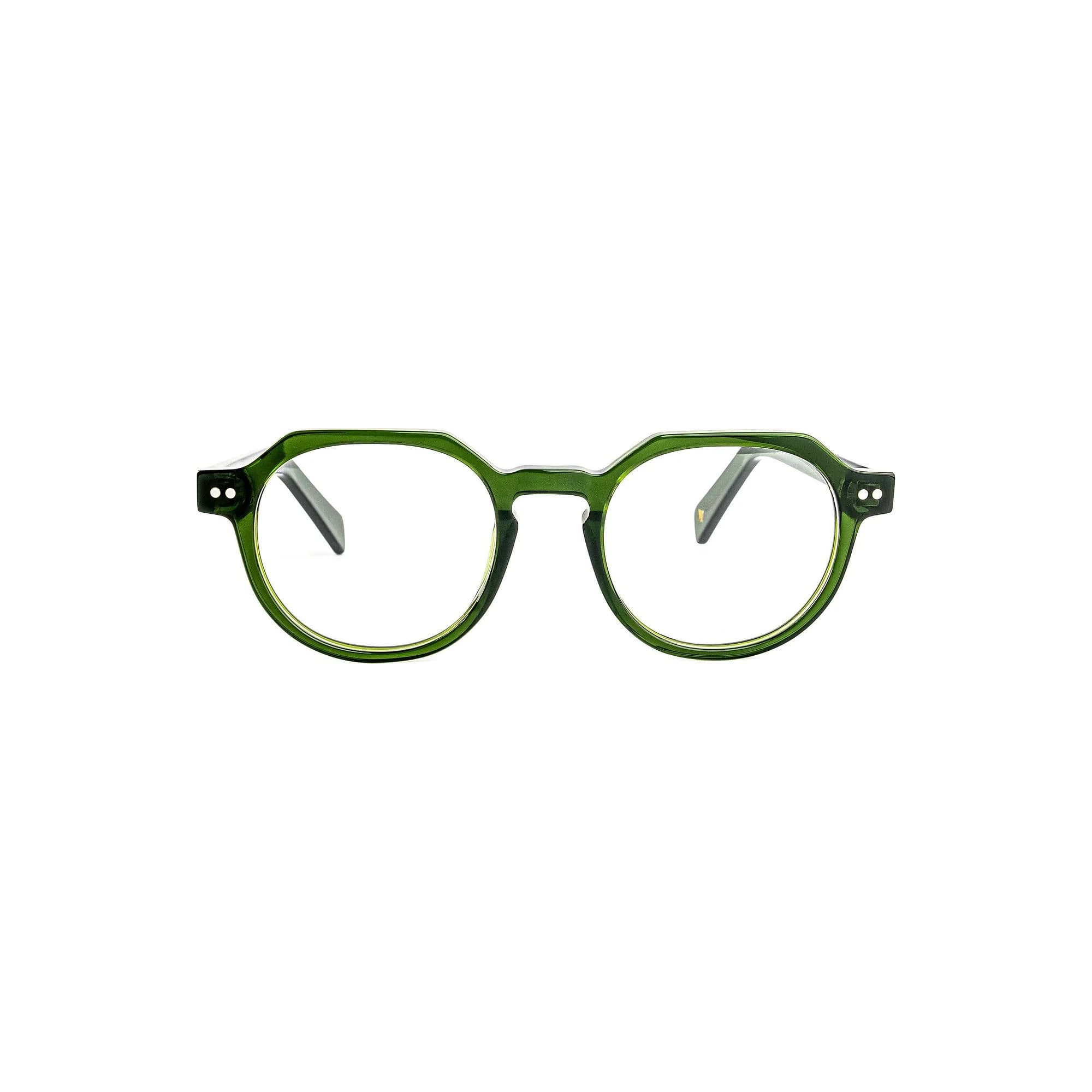The Florian round acetate eyeglasses in Green – front view