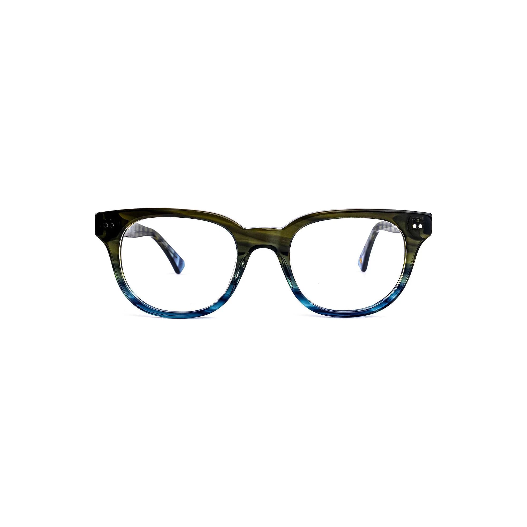 The Camille square acetate eyeglasses in Ocean Blue – front view