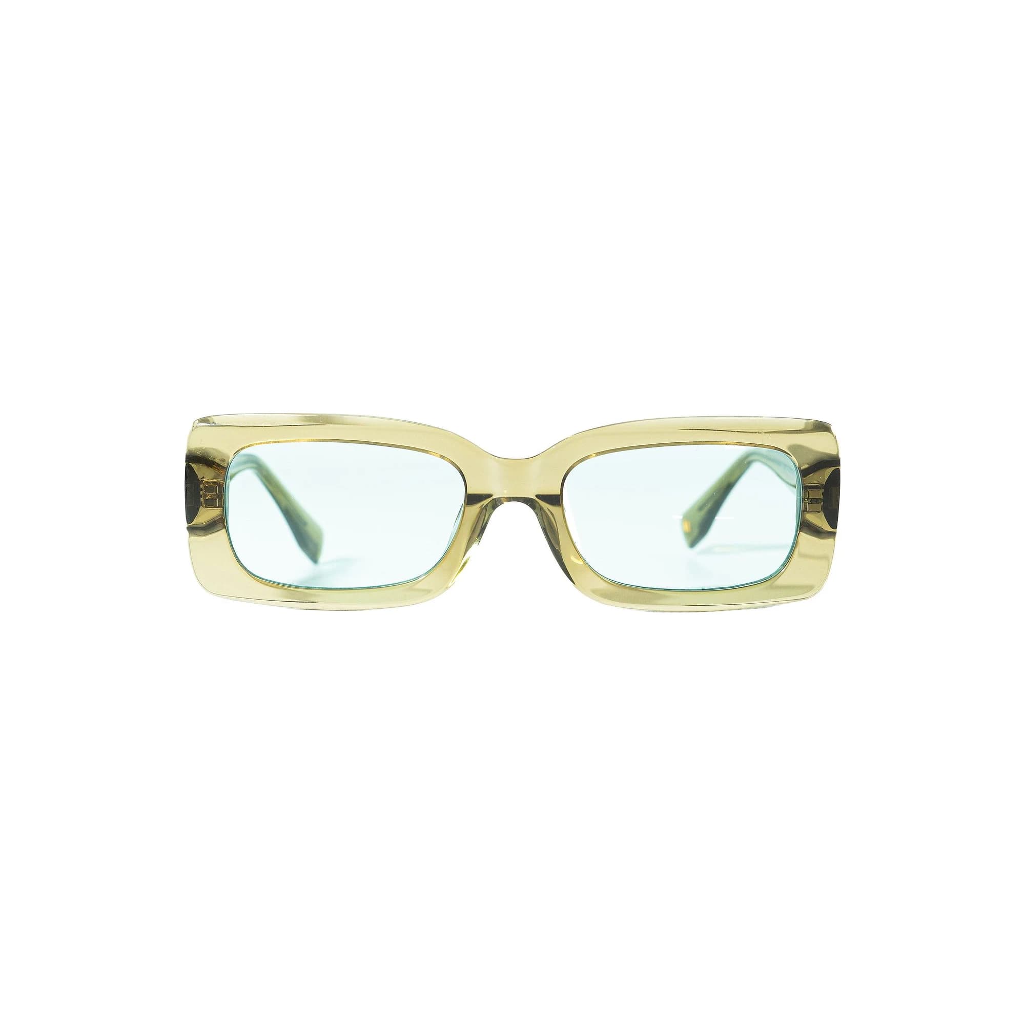 The Eira rectangle acetate sunglasses in Lime Green – front view