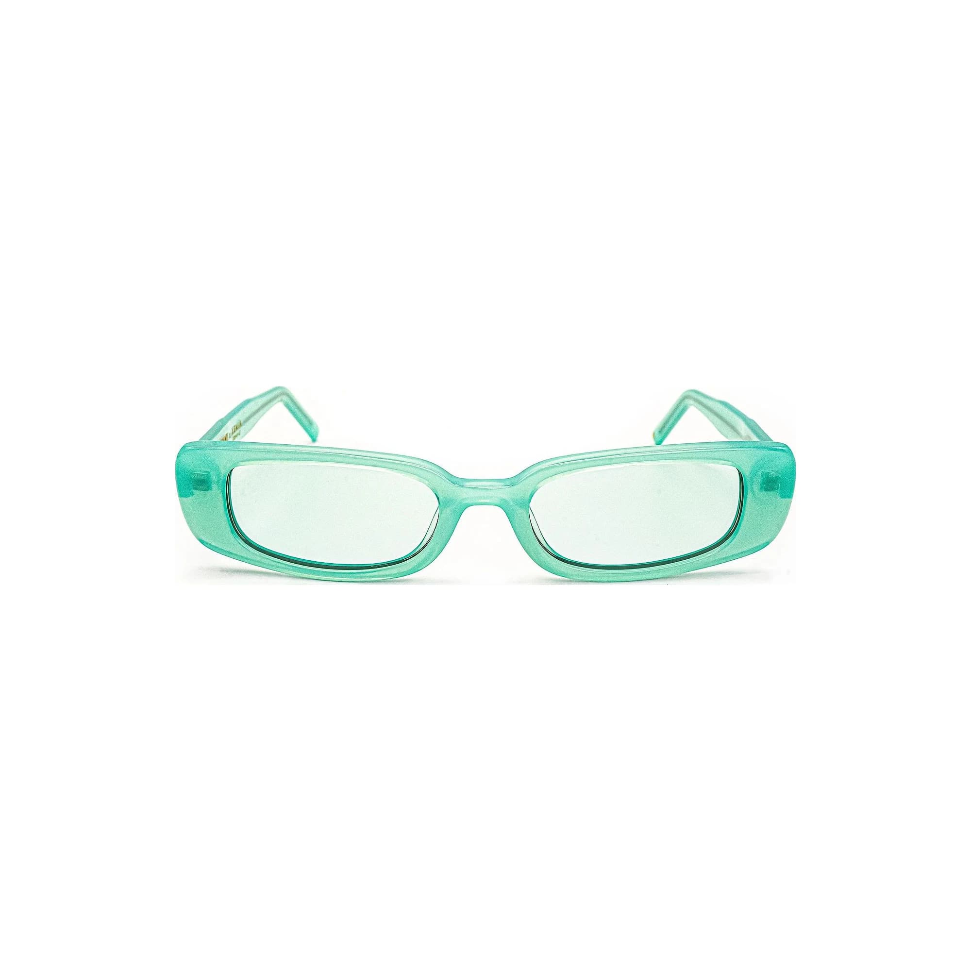 The Xenia rectangle acetate sunglasses in Mint Green – front view