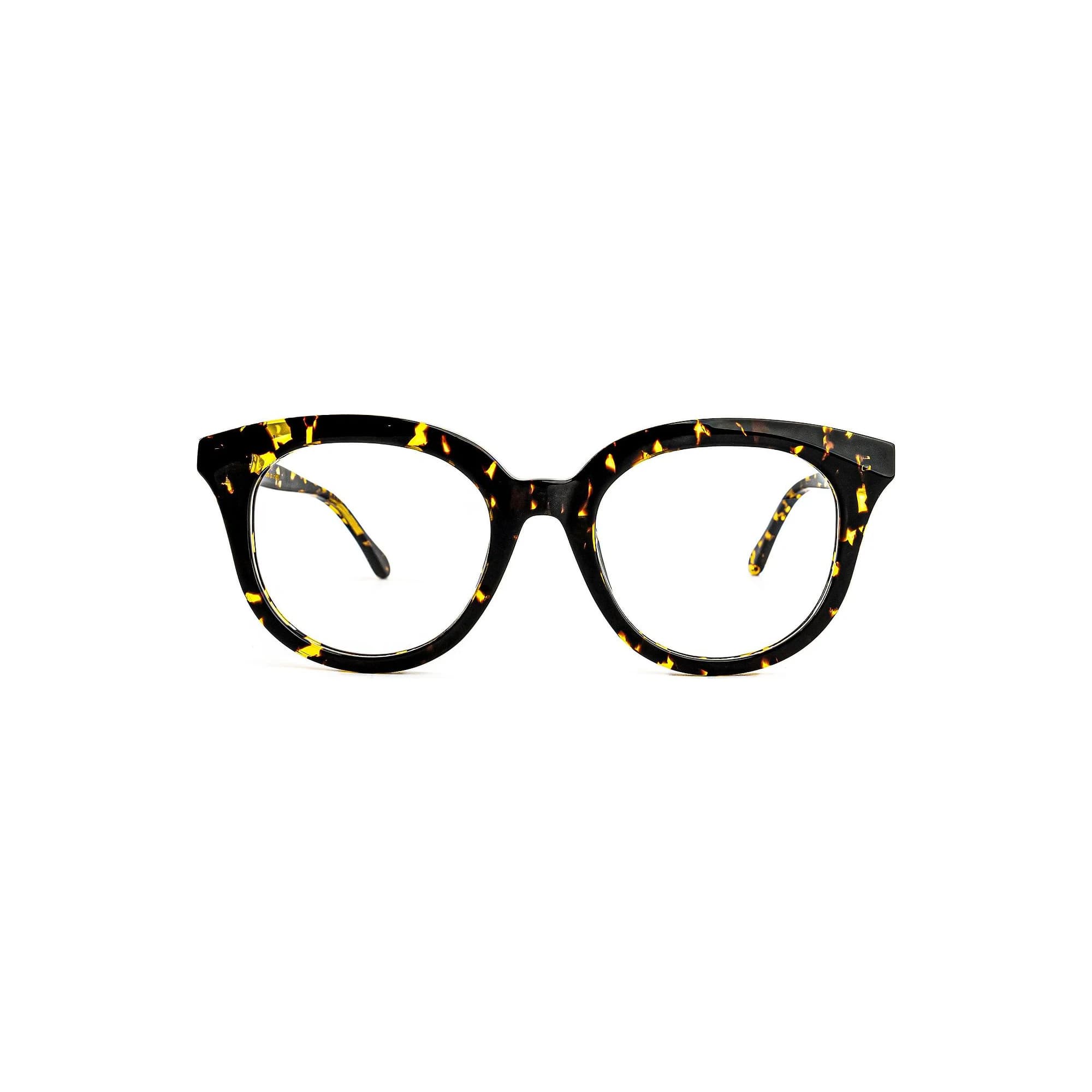 The Elodie round acetate eyeglasses in Gold Havana – front view