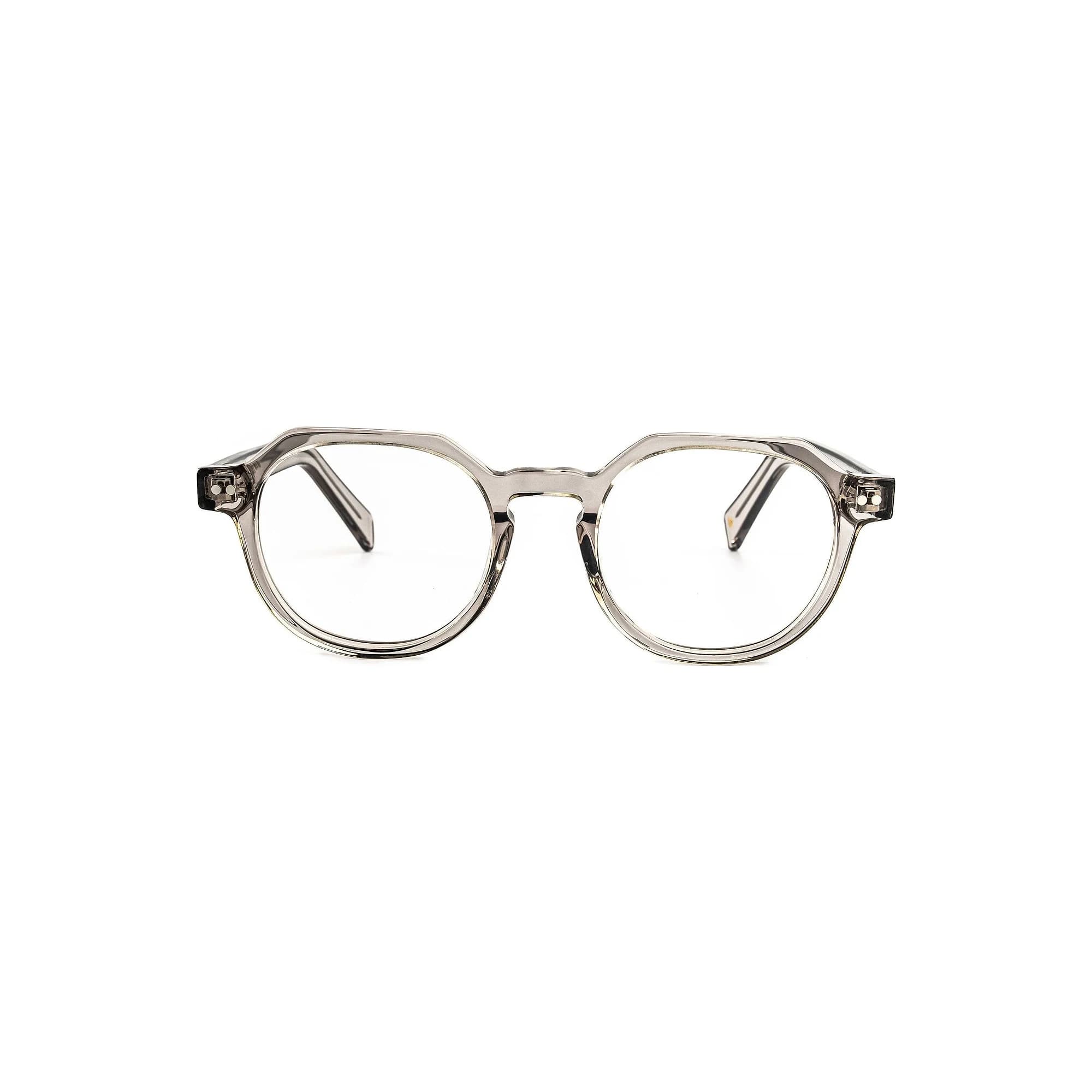The Florian round acetate eyeglasses in Crystal – front view
